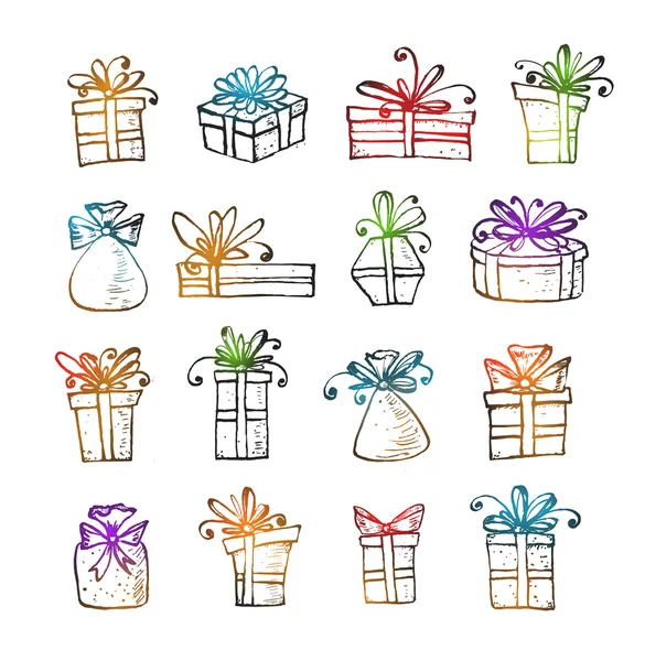 Sketch gift boxes — Stock Vector
