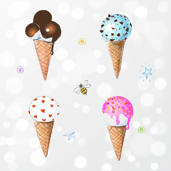 Colorido helado acuarela — Archivo Imágenes Vectoriales