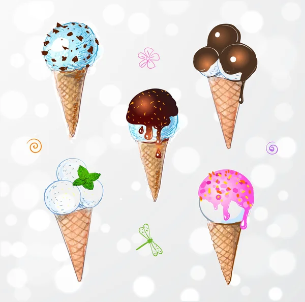 Colorido helado acuarela — Vector de stock