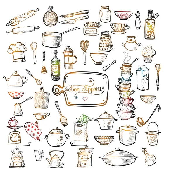 Set de utensilios de cocina — Vector de stock