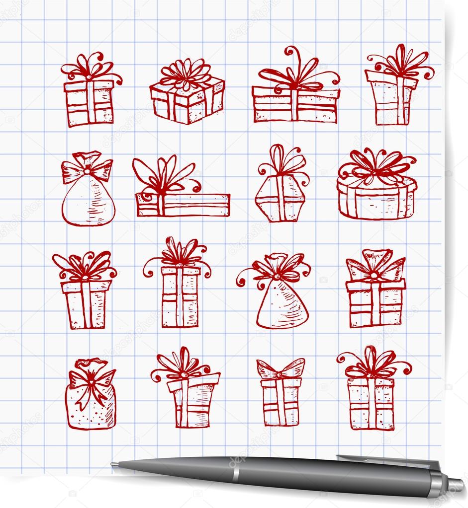 Sketches of gift boxes