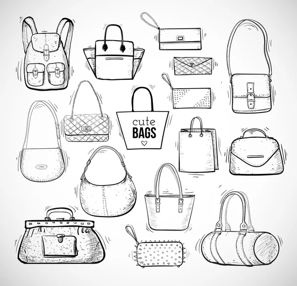 Sketches of bags on blackboard — Stock Vector