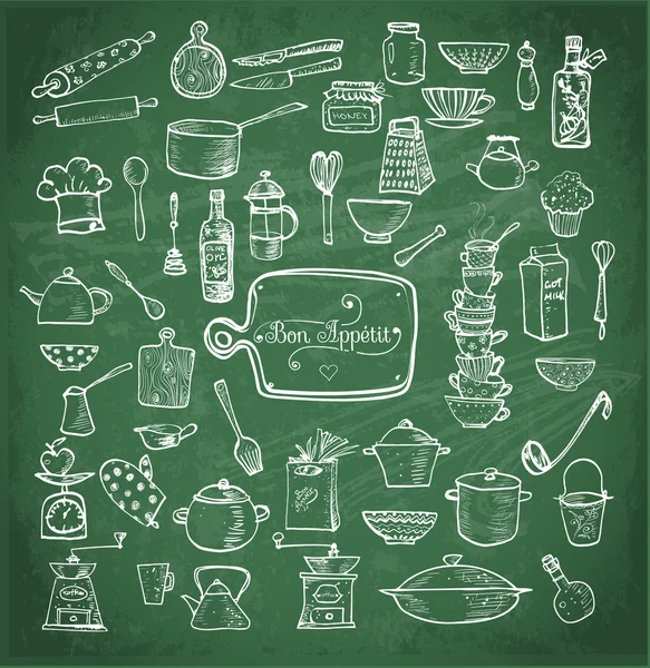 Gran juego de utensilios de cocina — Archivo Imágenes Vectoriales