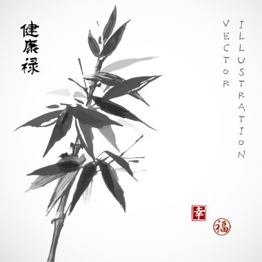 Sumi-e tarzı bambu ile kartı
