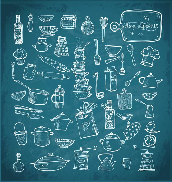 Gran juego de utensilios de cocina — Archivo Imágenes Vectoriales
