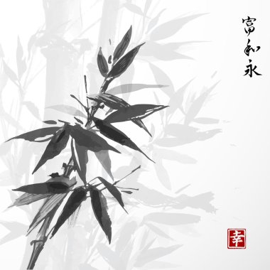 Hand-drawn card with bamboo