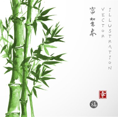 Hand-drawn card with bamboo