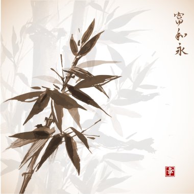 Hand-drawn card with bamboo