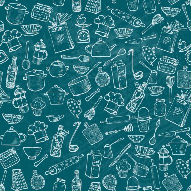 mutfak doodle kroki gereçleri