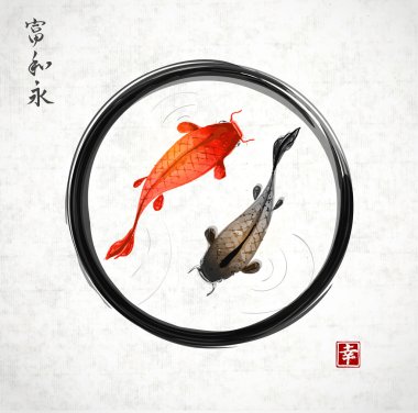 Kırmızı ve siyah koi carps