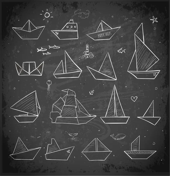 折纸纸船 — 图库矢量图片