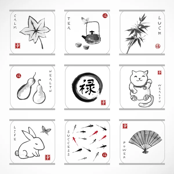 Estilo tradicional japonés sumie — Archivo Imágenes Vectoriales