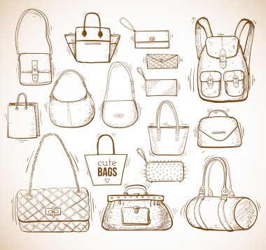 Sketches of bags hand drawn