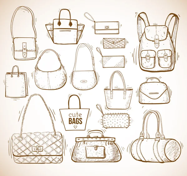 Sketches of bags hand drawn — Stock vektor