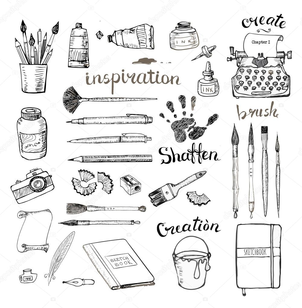 Sketches of artists and writers tools