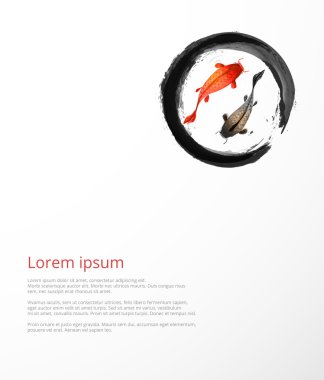 Siyah enso zen daire ile balıkçı