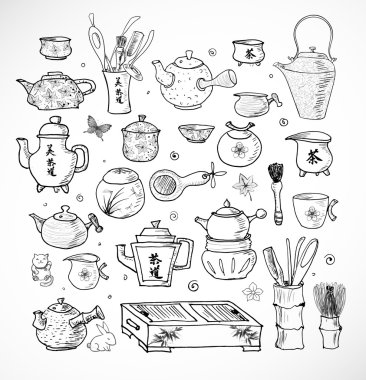 Çin ve Japon çay töreni nesneleri