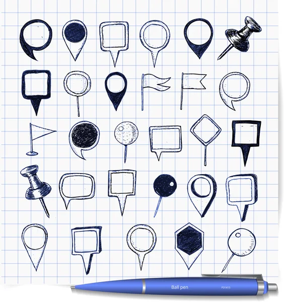 Set of of doodle pen sketch pointers — Stock Vector