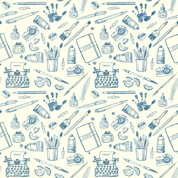 Background with artist's and writer's tools — Stockvector