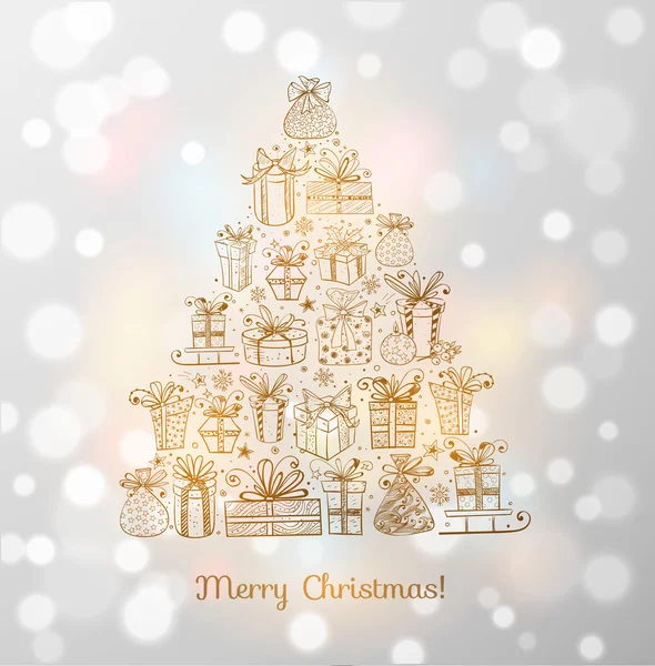 Weihnachtskarte mit Weihnachtsbaum — Stockvektor