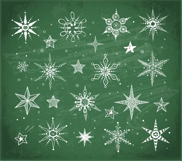 Snow109Doodle bosquejo copos de nieve y estrellas — Archivo Imágenes Vectoriales