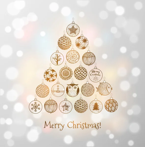 Carte de Noël avec sapin de Noël — Image vectorielle