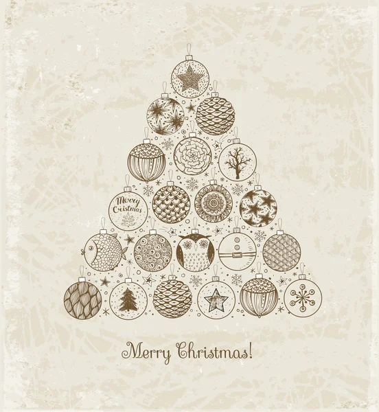 Cartão de Natal com árvore de Natal —  Vetores de Stock