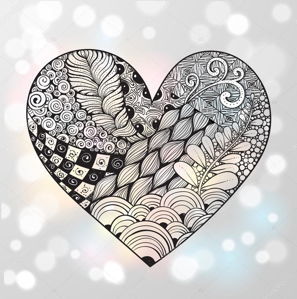 Big Zentangle Heart With Ornament Stock Vector - 