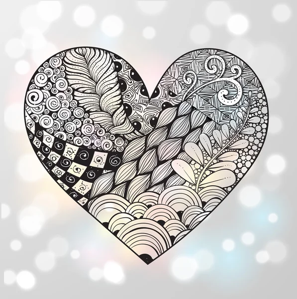 Ornated zentangle style heart — ストックベクタ