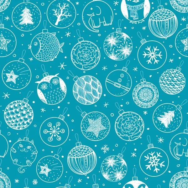 Fondo sin costuras con bolas de Navidad — Vector de stock