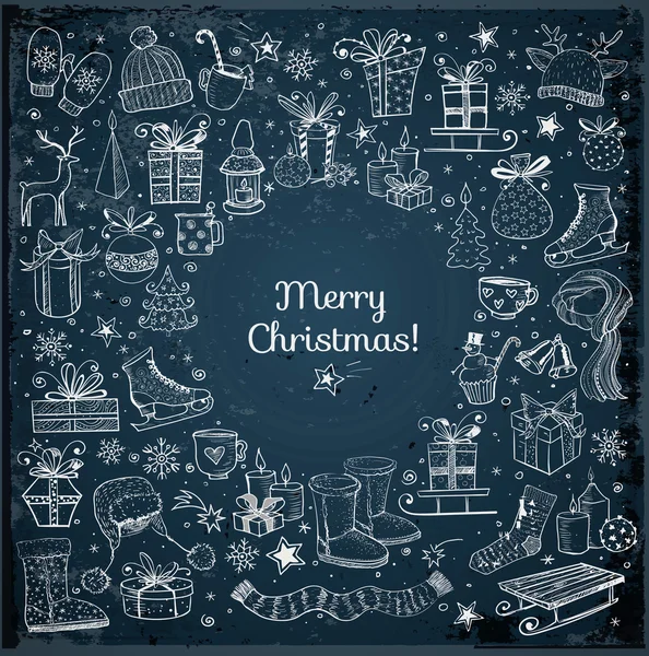 Noel kartı ile çizilmiş öğeleri