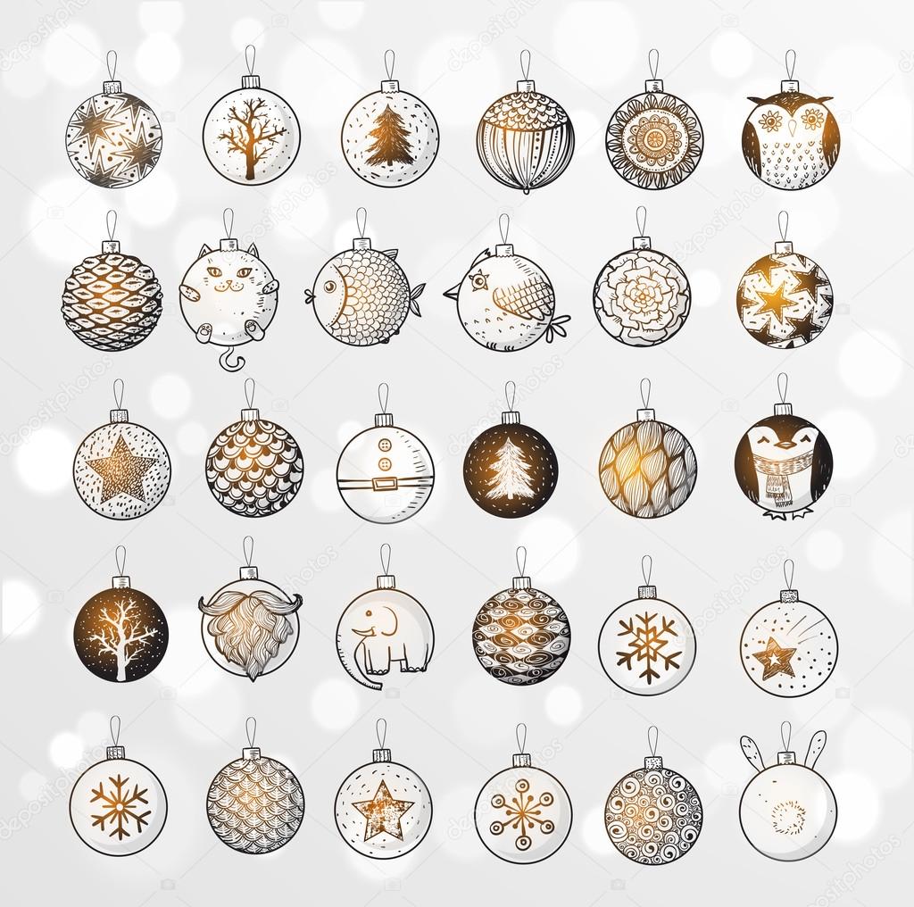 Christmas balls with ornaments