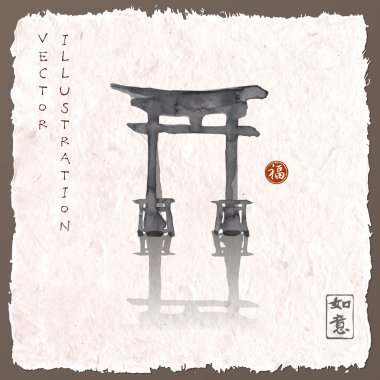 black torii gates in water