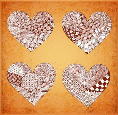ornated zentangle-style hearts