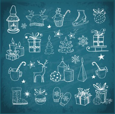 Noel öğeleri üzerinde yazı tahtası