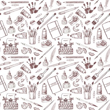 background with artist and writer tools clipart