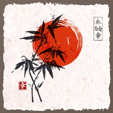 antika arka plan bambu ile kart