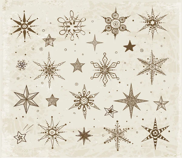 复古雪花和星星 — 图库矢量图片