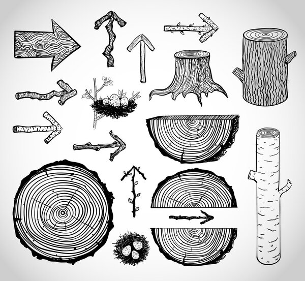 Sketches of wood cuts