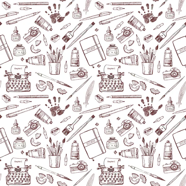 Background with artist and writer tools — Stockvector