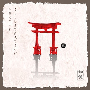Torii gates mürekkeple çizilmiş