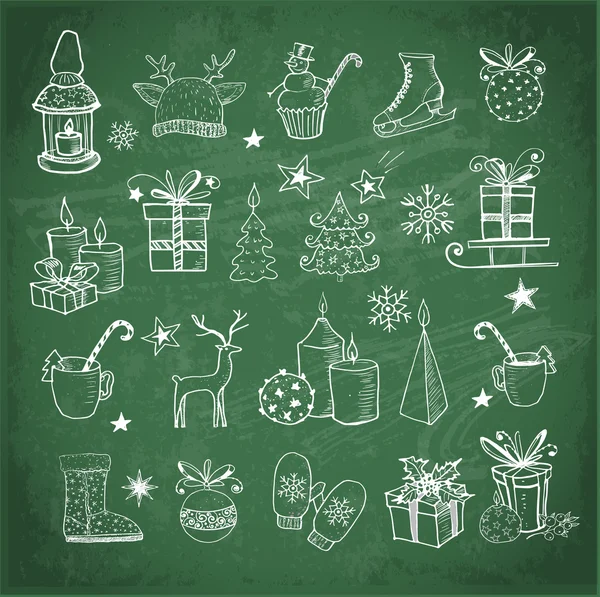 Elementos de navidad dibujados a mano — Vector de stock