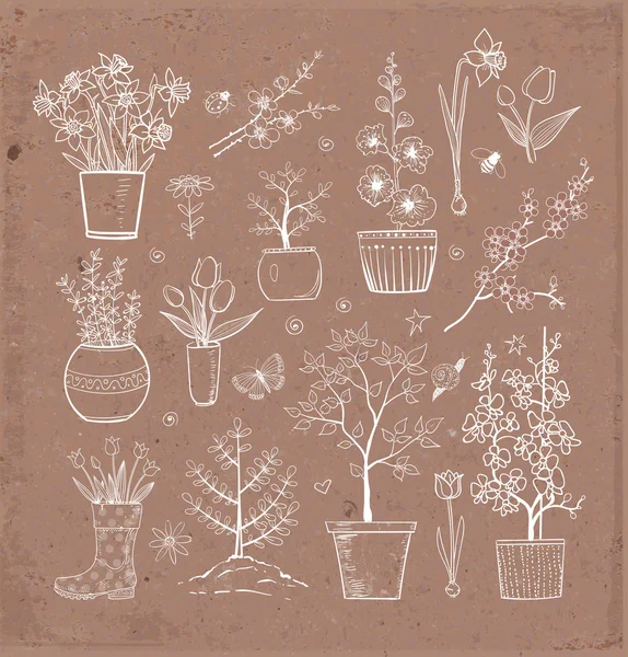 Doodle Gartenblumen — Stockvektor