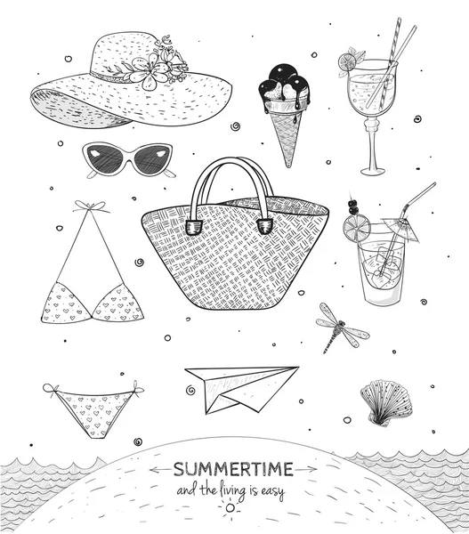 Set of vintage summer elements — Stock Vector