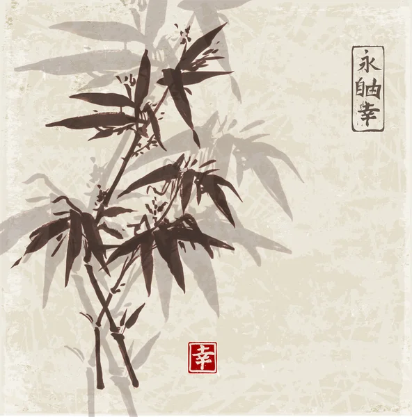 Bamboe in sumi-e stijl — Stockvector