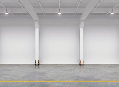 Empty Warehouse Interior. 3d Illustration. clipart