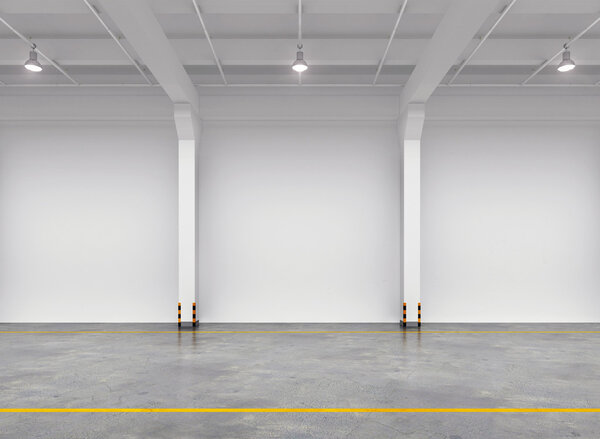 Empty Warehouse Interior. 3d Illustration.