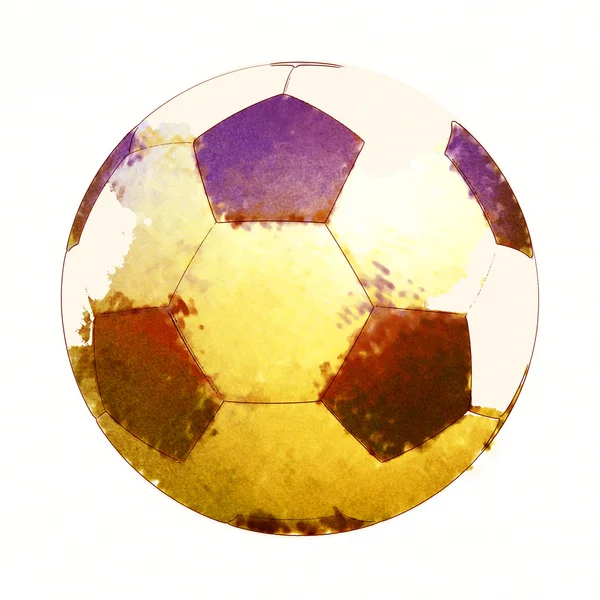 Bola de futebol em aquarela isolada em fundo branco . — Fotografia de Stock