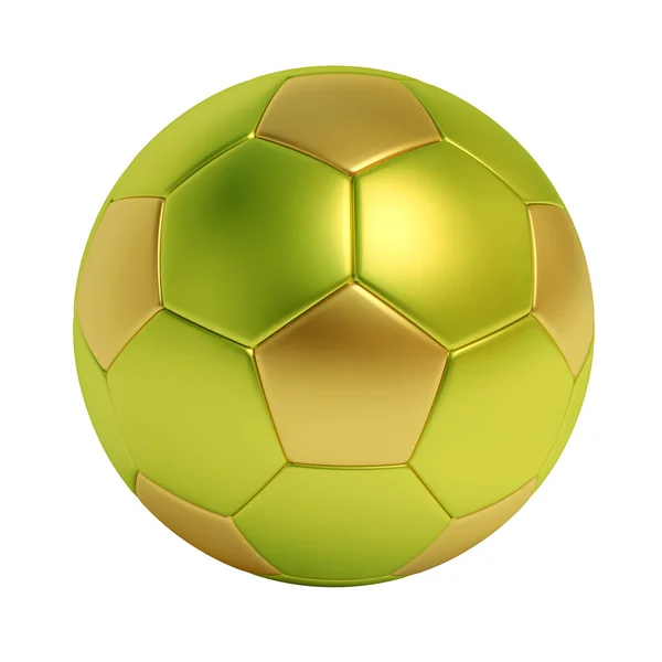 Pallone da calcio dorato e verde isolato su sfondo bianco — Foto Stock