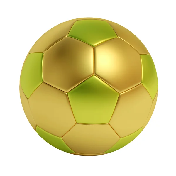 Gouden en groene voetbal geïsoleerd op witte achtergrond — Stockfoto